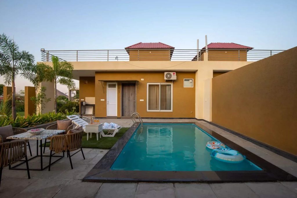 Heaven in Hills Kahili | Pet-friendly 2-BHK Villa in Udaipur | Pvt. Pool, Garden & Club House | ELV